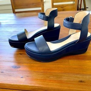 Blue Cole Haan adjustable ankle wrap sandal